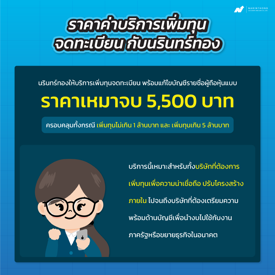เพิ่มทุนจดทะเบียนราคา
